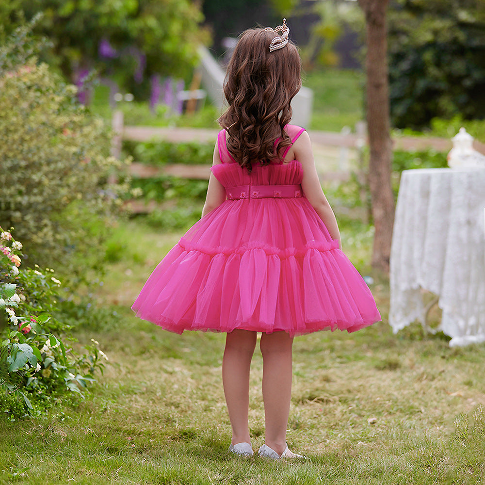 Kid's Party Formal Evening Dresses Elegant Party Dresses For Girls Dresses With Trailing Detachable Princess Dress