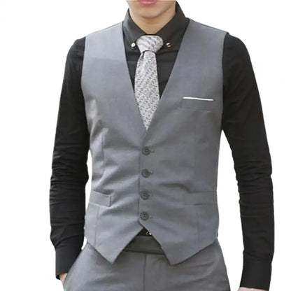 2025 Men Vest Single-breasted V Neck Formal Waistcoat Suit Vest Men Wedding Summer Beach One Piece Waistcoat V Neck Fashion Cost