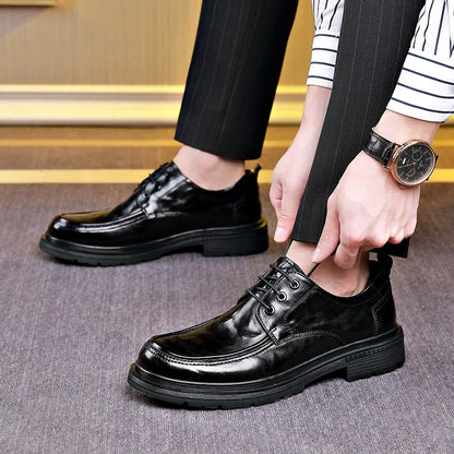 Business Formal Black Lace-up Style Leather Shoes for Men Spring Autumn New Designer Dress Shoes Male British Style Wedding Shoe