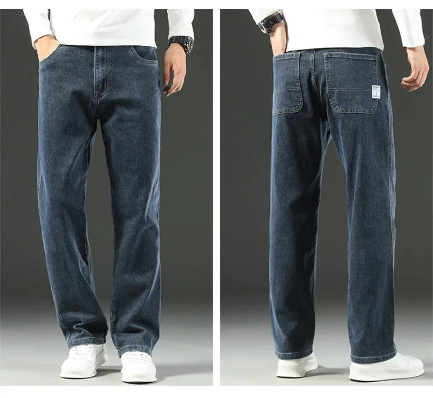 2026 New Spring and Autumn Men's Jeans, Loose, Comfortable, Straight, Business Casual, Versatile Wide-leg Business Trousers