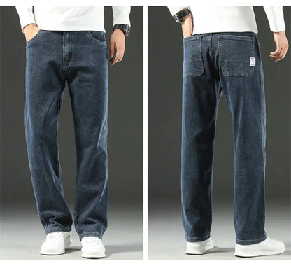 2026 New Spring and Autumn Men's Jeans, Loose, Comfortable, Straight, Business Casual, Versatile Wide-leg Business Trousers