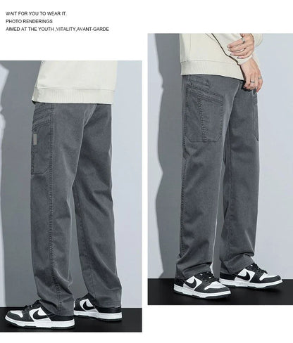 Men's Loose Straight Casual Work Pants 2025 Trendy Multi-Pocket Autumn Winter Workwear YM6106