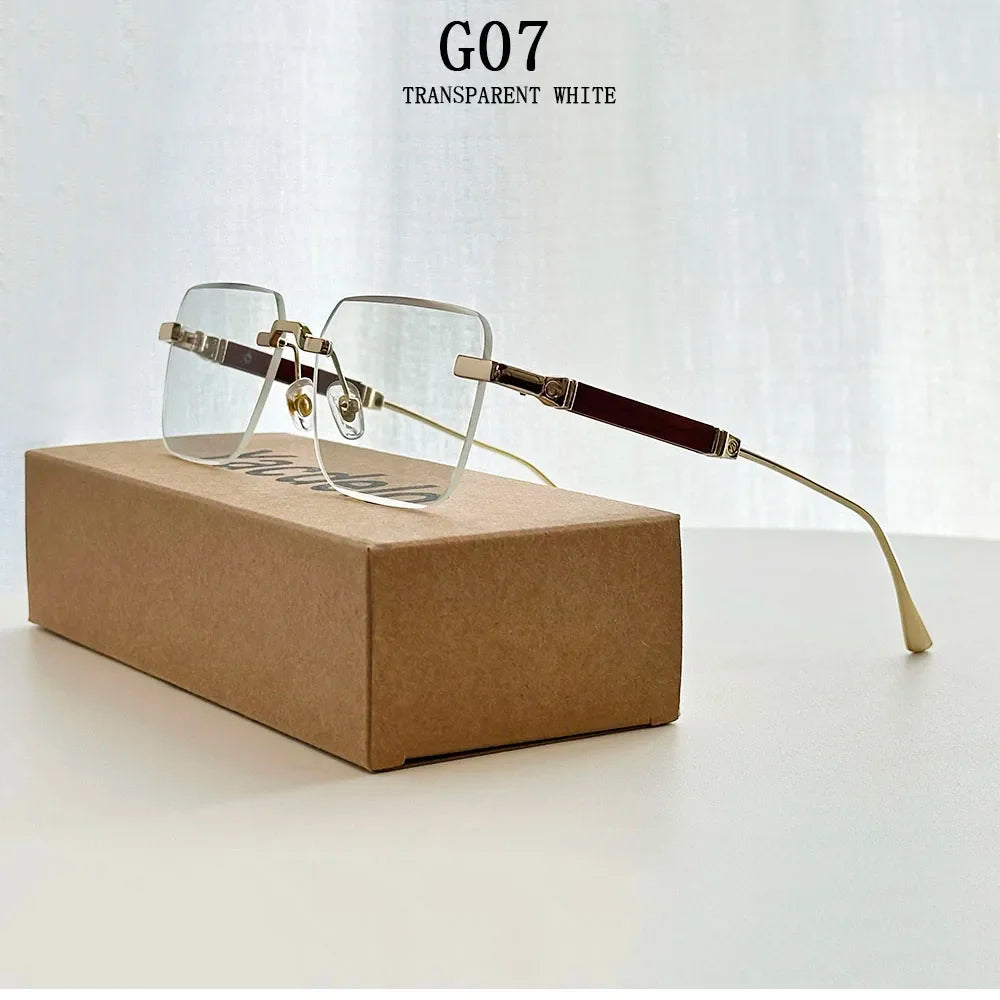 Rimless Sunglass Men Vintage 2025 Fashion Glasses Square Sunglasses Women Trendy And Fashionable Gafas De Sol Hombre Zonnebril