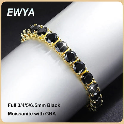 3mm 0.1CT Gradient Color Black Grey White Moissanite Diamond Tennis Bracelet for Men Women Unisex 925 Silver Link Bracelets