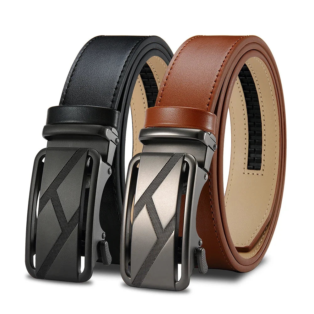 Brand Leather Belts for Men 105cm-135cm Automatic Belt with Ratchet Strap Top Quality Belts Luxury Belts for Men