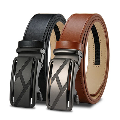Brand Leather Belts for Men 105cm-135cm Automatic Belt with Ratchet Strap Top Quality Belts Luxury Belts for Men