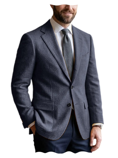 Men's Linen Blazer Notched Lapel 2 Button Slim Fit Suit Jacket Lightweight Breathable Men Business Wedding Party for Spring