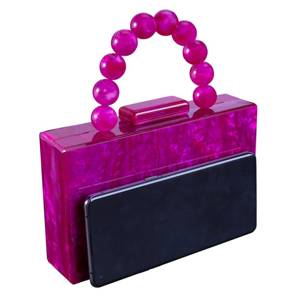 Beading Handbag Marble Acrylic Luxury Box Clutch Evening Bags Wedding Party Chain Shoulder Bag Dinner Dress Purse Festival Gift