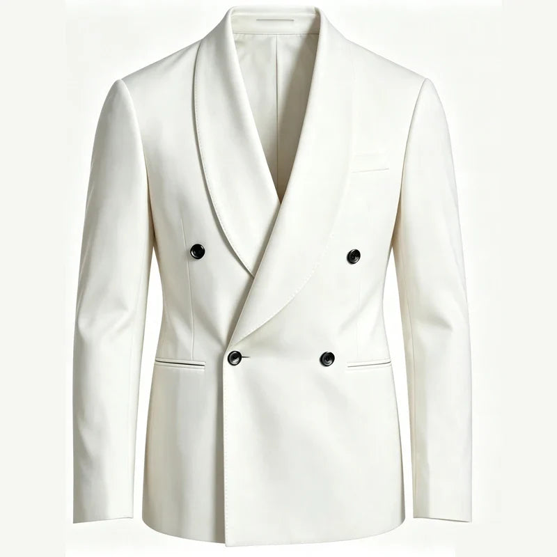 Luxury Men's Summer Blazer Shawl Lapel Slim Fit Double Breasted Suit Jacket Business Casual Wedding Groom Tuxedo Formal Party
