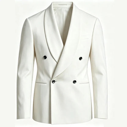 Luxury Men's Summer Blazer Shawl Lapel Slim Fit Double Breasted Suit Jacket Business Casual Wedding Groom Tuxedo Formal Party