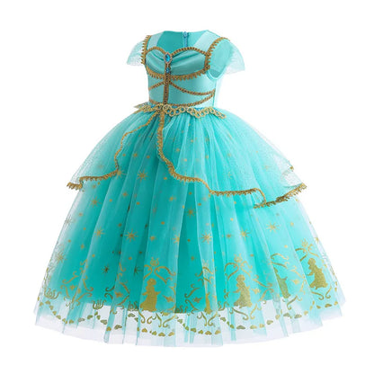 Jasmine Princess Dress for Girls Cosplay Aladdin Magic Lamp Costume Kids Halloween Birthday Carnival Party Vestidos