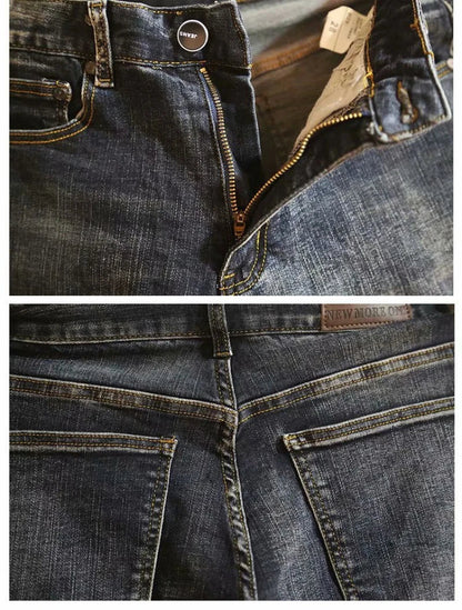 2025 Mens Summer Stretch Denim Shorts Casual Slim Fit Five Inch Beach Pants Lightweight Korean Fashion Hip Hop Cool Jeans