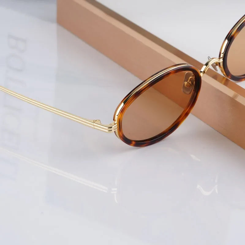 Reign Oval Desgier Women's Sunglasses Alloy Acetate Small Face Fashion Street UV400 High Quality Ultralight Eyeglasses with Case