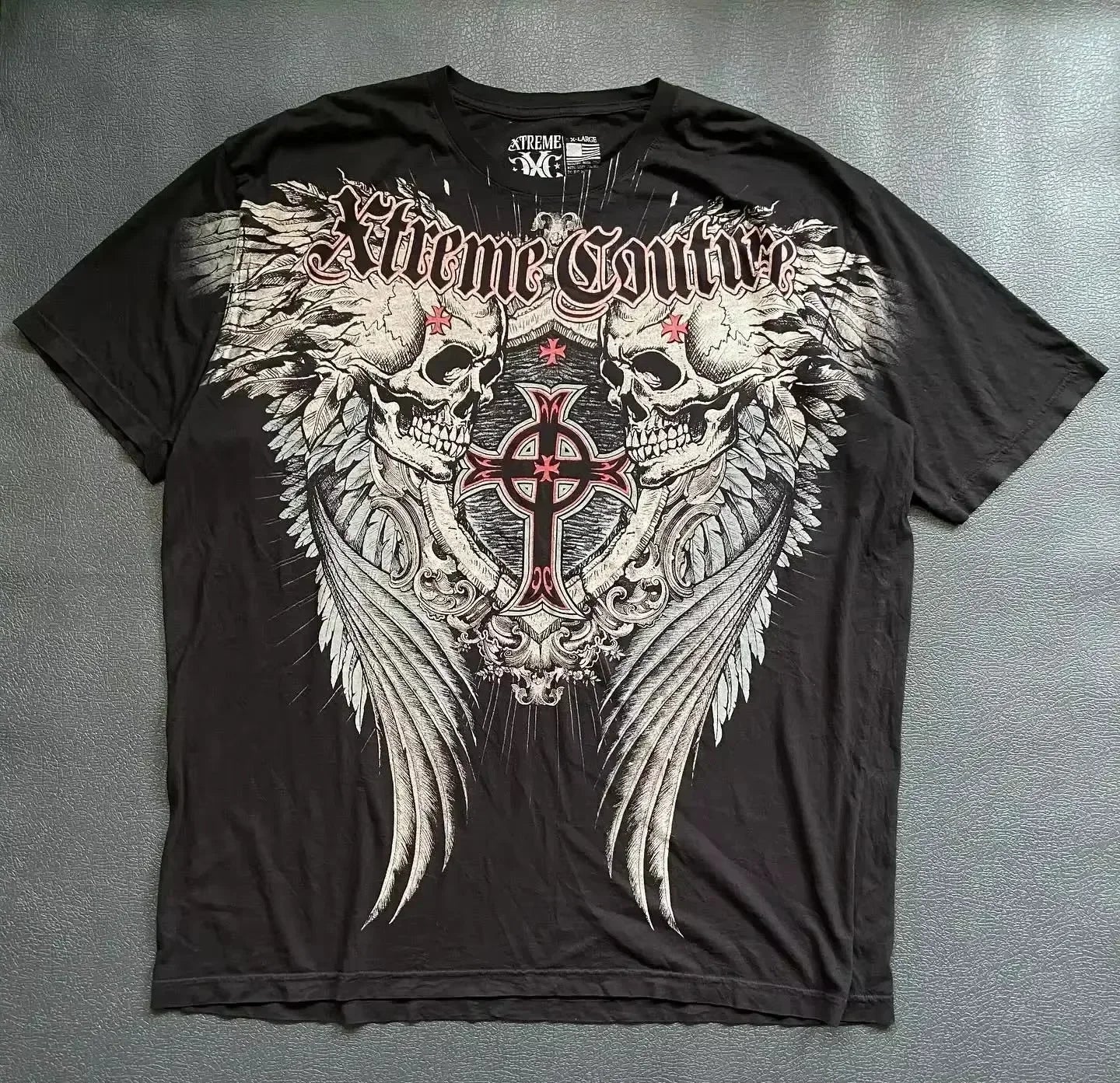 Retro Xtreme Angel Wing Men Yellow Short Sleeves Harajuku High Street American Fashion T-shirt Man Women Summer Tops