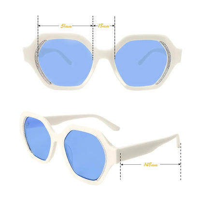 Fashion Rhinestone Cat Eye Acetate Sunglasses UV400 Protection Stylish Women's Sun Glasses