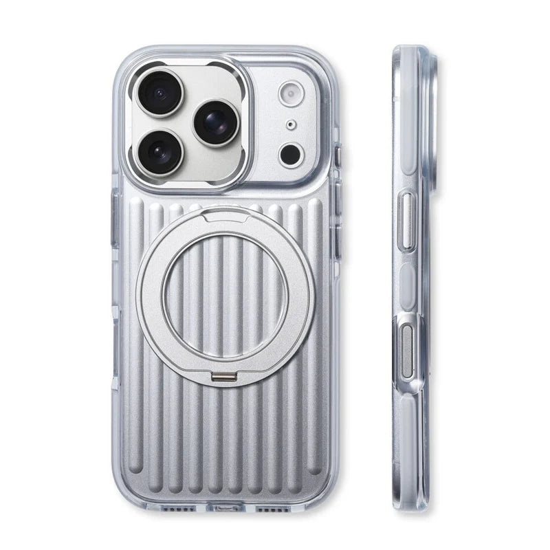 360° Rotating Magnetic Bracket Corrugated Phone Case For iPhone 17Pro 16 17 Pro Max For Magsafe Shockproof Stand Holder Cover