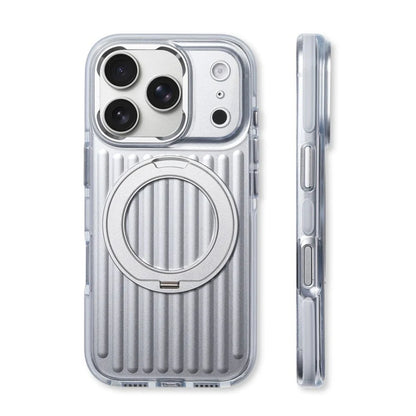 360° Rotating Magnetic Bracket Corrugated Phone Case For iPhone 17Pro 16 17 Pro Max For Magsafe Shockproof Stand Holder Cover