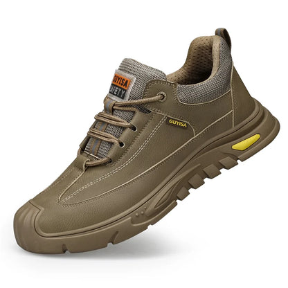 Black Leather Work Safety Shoes Waterproof Indestructible Steel Toe Cap Labor Shoes For Men Breathable Anti Smashing Sneakers