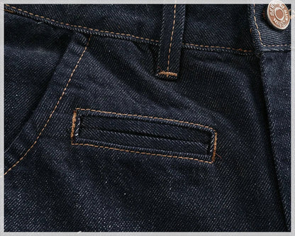 Color fixing process plain wash denim pants men's straight cone four seasons can wear casual pants tide
