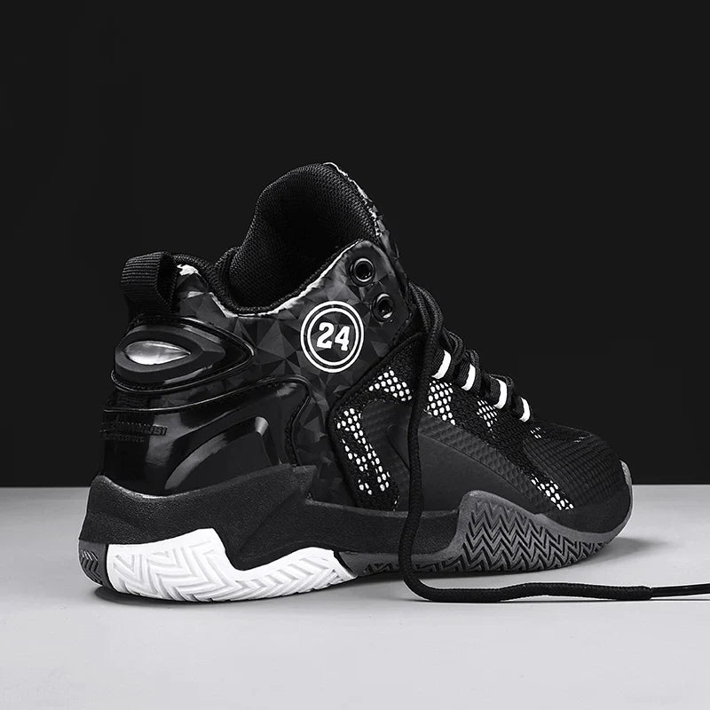 Trendy Breathable Basketball Shoes for Teen Young Outdoor Running Sneaker Black Children's Boy Casual Sport Walking Shoes
