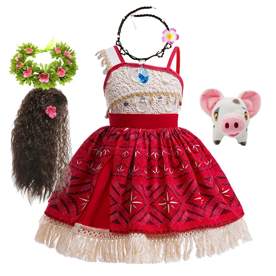New Movie Moana 2 Girl Dress 2026 Halloween Party Ocean Adventure Costume Princess Clothes Children Vaiana Outfit Dress
