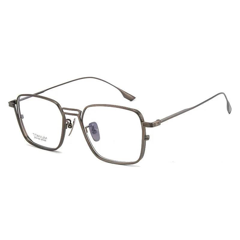 Ultralight Pure Titanium Frames Business Retro Square Men's Reading Glasses Anti-blue Light Customized Myopia DTX125