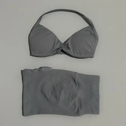 2PCS HISTELLO Sports Seamless Yoga Set Push Up Women Bra Scrunch Butt Lift Leggings Ultra Soft Comfort Yoga Workout Wear