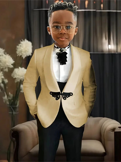 Chic Boys Slim Fit Suits 3 Pieces Piano Performance Wear Premium Handsome Kids Suit Set Wedding Party Wear 2-20 Tuxedo