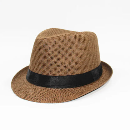 Summer Fedoras for Men Middle old aged Cap Linen Panama Solid  Jazz Hat Cowboy  Men's Women's  British Party Sun Hat