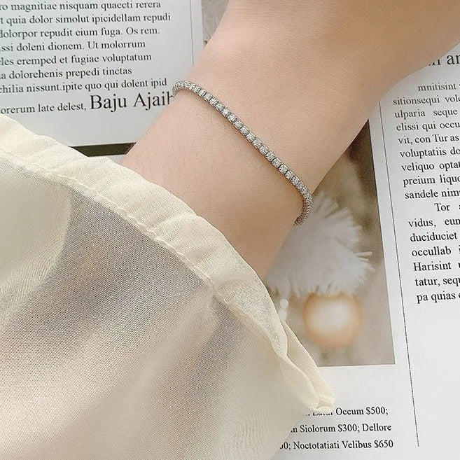 Full 2mm 0.03CT Moissanite Diamond Tennis Bracelet for Woman 925 Silver Plated 18K Rose Gold Adjustable Link Bracelets Gift