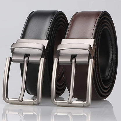 1pc Men's Genuine Leather Cowhide Reversible Belt