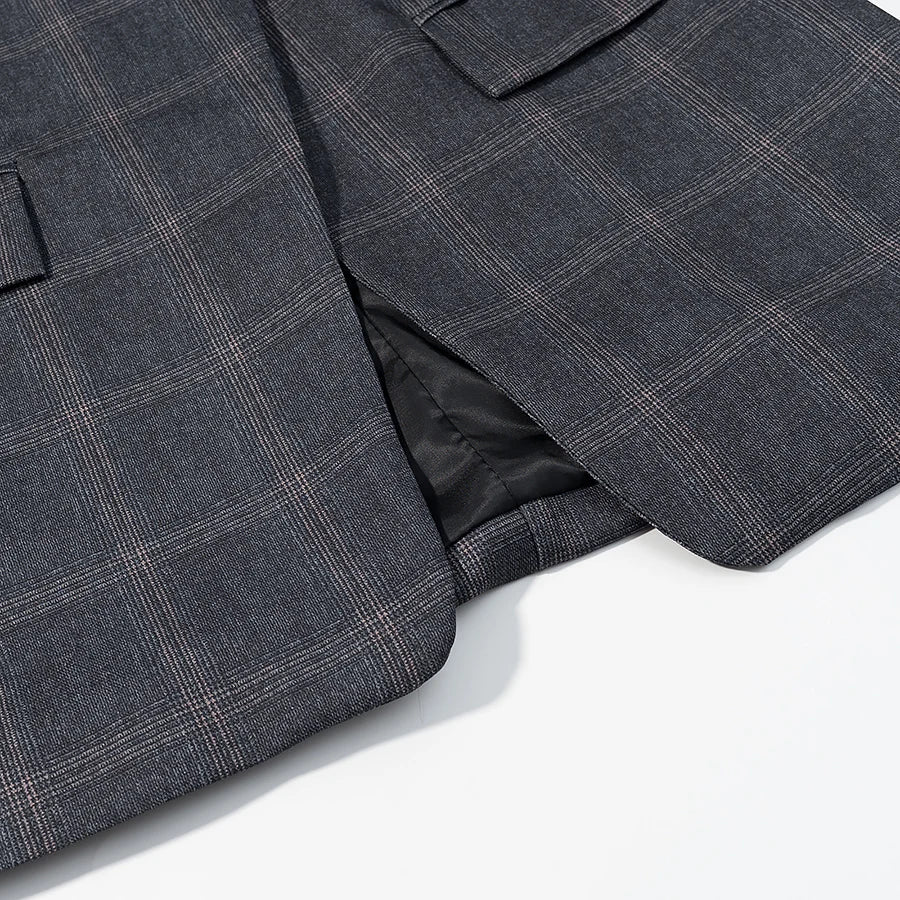 Women Fashion Plaid Blazer Coat Stand Collar Long Sleeve Jacket 2026 Spring Trend Casual Office Lady Chic Outerwear