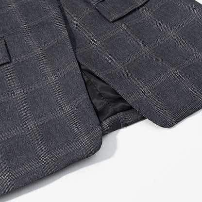 Women Fashion Plaid Blazer Coat Stand Collar Long Sleeve Jacket 2026 Spring Trend Casual Office Lady Chic Outerwear