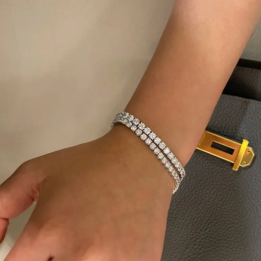 Bracelet tennis entièrement moissanite en argent 925 plaqué or 18 carats pour femme et homme, bijou fin de mariage, peut passer le test de diamant