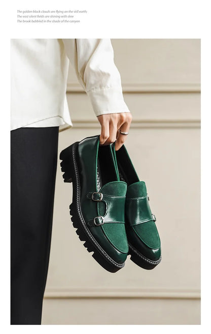 New Buckle Designer Big Size Loafers For Man Spring Autumn Business Leather Platform Shoes Male Fashion Casual Elegant Shoes Man