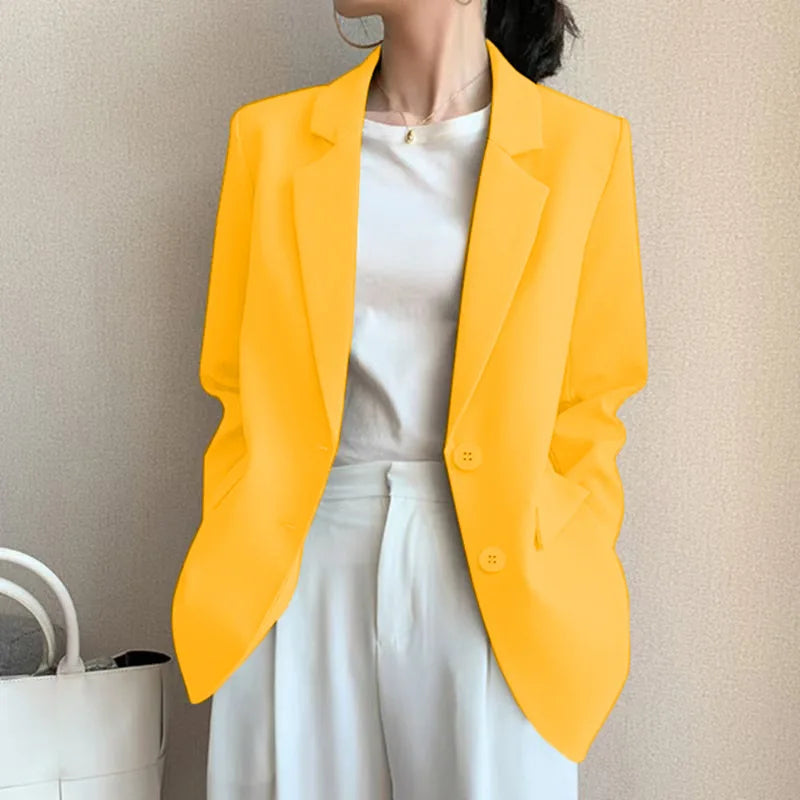 New Solid Color Blazer Coat Female Spring Autumn  Fashion Suit Jacket Ladies 2026  Advanced Long Sleeves Casual Tops Outwear