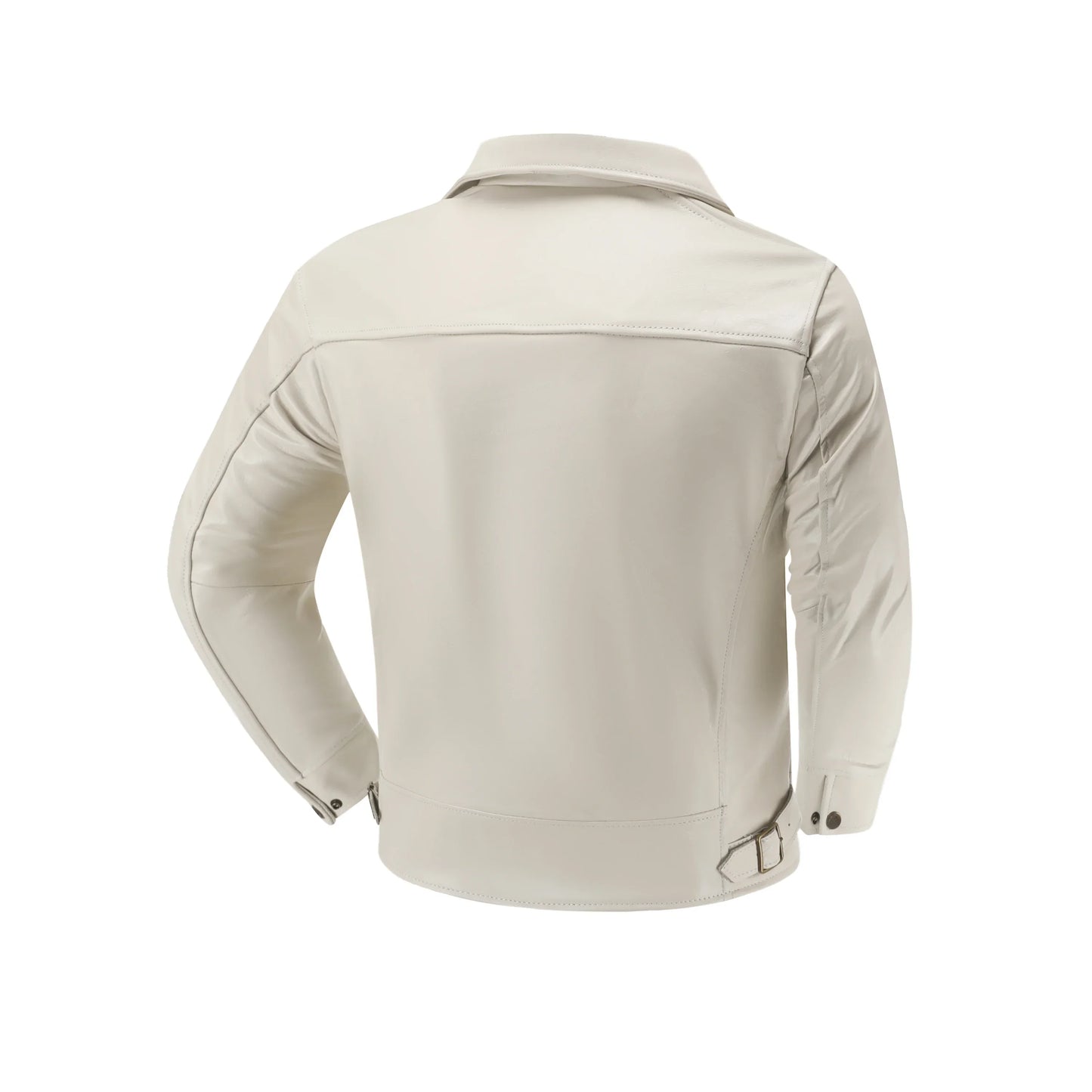 Men's Genuine Leather Jacket White Lapel Calfskin Jacket Natural Cowhide Men's Coat Slim Fit Top Layer Cowhide Biker Jacket