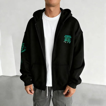 Demon Slayer Men's and Women's Zipper Coat Hoodie Sweater Long-sleeved Jacket Muichiro Tokito Japan Anime Spring and Autumn Top