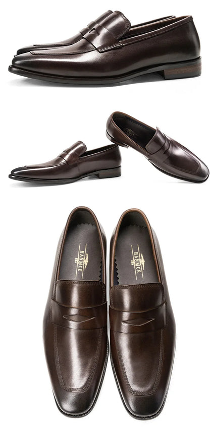 Men's Genuine Leather Shoes Loafer Handmade Shoes Antiskid Elegant Gentleman Oxford Shoes Simple British Style Wedding Shoes