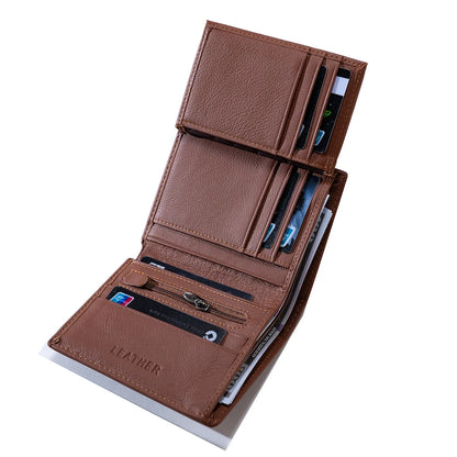 Men's Wallet Genuine Leather Wallets for Men Coin Purse Vintage Vertical Short Credit Card Holder Money Bag Men's RFID Wallet