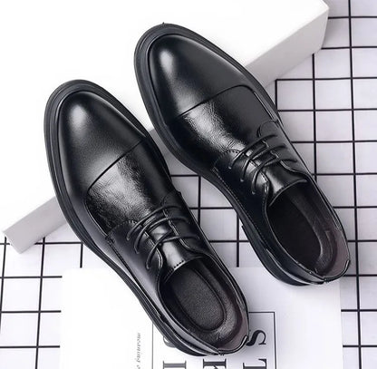 Men's Genuine Leather Oxfords Pointed Toe Lace Up Dress Shoes British Style Business Wedding Casual Footwear for Spring Autumn