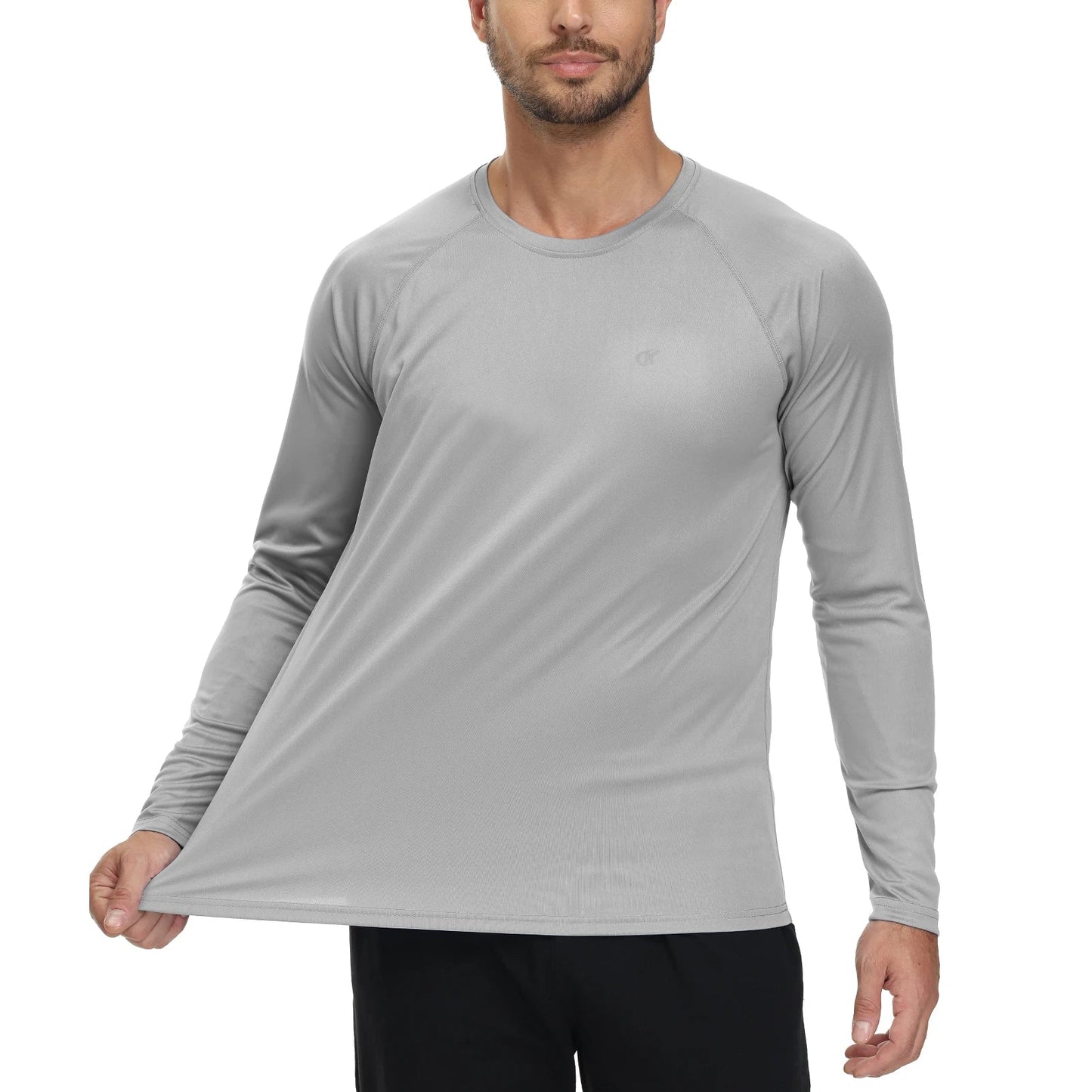 Men UPF 50+ Long Sleeve T-Shirt, Rash Guard Breathable Tops, Pullover Shirt for Sport Fishing Hiking Running Beach Surfing