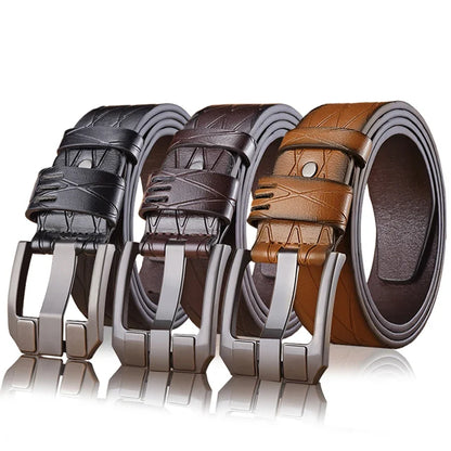 Pure Leather Belt, Men's Casual Leather Belt, Young People's Needle Buckle Denim Belt