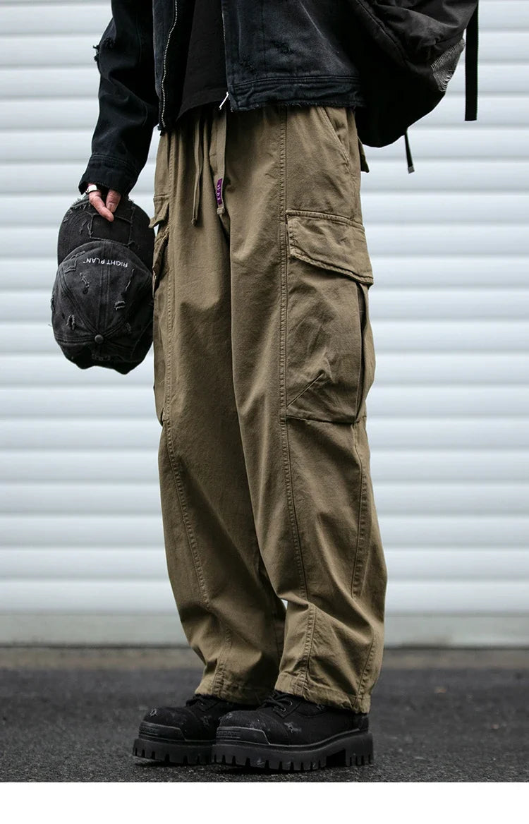Oversized Cargo Pants For Men Multi Pocket Loose Fit Streetwear Casual American Style Korean Trendy Fashion Straight Leg Pants