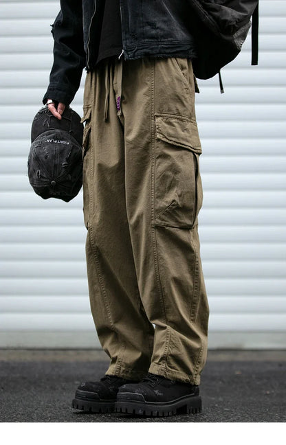 Oversized Cargo Pants For Men Multi Pocket Loose Fit Streetwear Casual American Style Korean Trendy Fashion Straight Leg Pants