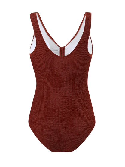 Slim V Neck Swimsuit Women 2025 New One Piece Vacation Swimwear Solid Bodysuit Female Bathers Swimming Monokini Summer Beachwear