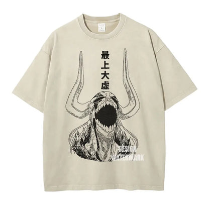 Anime B-Bleach T-Shirt Oversized Vintage Washed Zaraki Kenpachi T-Shirts Retro Harajuku Ichigo Rukia Tops Tees Man 100% Cotton