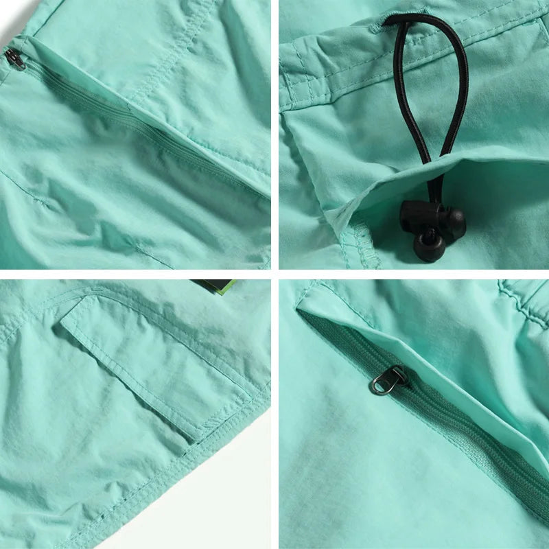 Women's Summer Hiking Pants Women Trekking Sport Quick Dry Thin Cargo Trousers Removable Outdoor Camping Pants Shorts