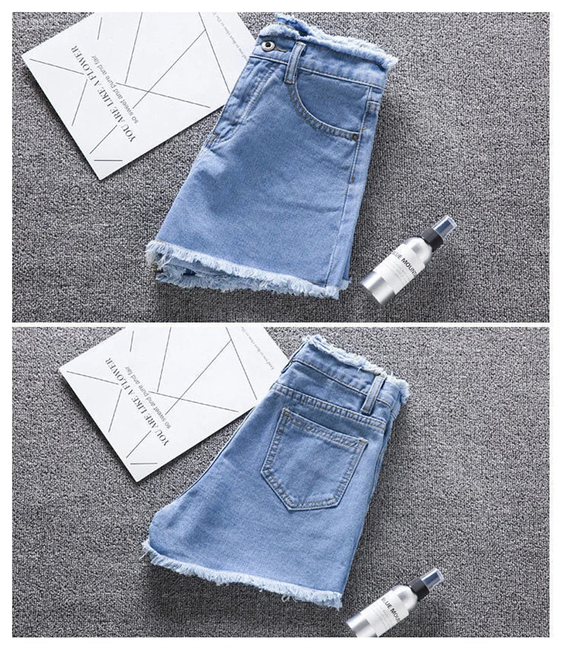 2026 New Summer Shorts Women Jeans High-waisted Denim Short Pants Female Rough-selvedge Outside Casual Sports Shorts Loose Jeans