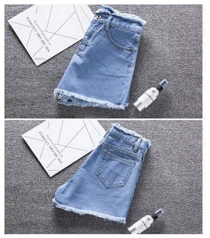 2026 New Summer Shorts Women Jeans High-waisted Denim Short Pants Female Rough-selvedge Outside Casual Sports Shorts Loose Jeans